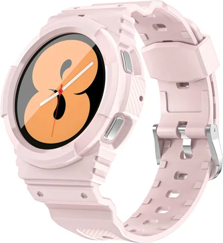 Vista 8 de Correa resistente para Samsung Galaxy Watch 4 Classic de 1.575 pulgadas con accesorios de parachoques, funda protectora deportiva a prueba