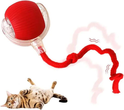 Vista 7 de Pelota de juguete interactiva para gatos, juguetes mejorados para gatos adultos aburridos en interiores y adultos, juguete interactivo auto rodante