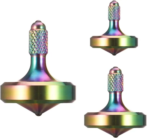 Vista 16 de Exquisita parte superior giratoria de metal, juguete para ansiedad de acero inoxidable muy bien mecanizado, equilibrio perfecto durante más de 9