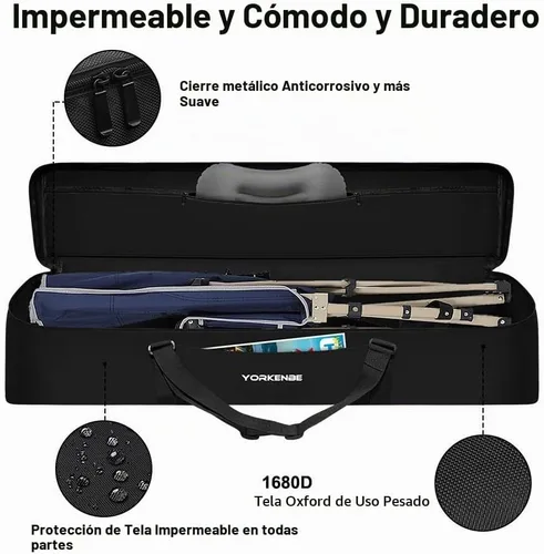Vista 3 de Bolsa de repuesto para silla de campamento, bolsa extra grande con cremallera de 42 pulgadas, funda de transporte plegable impermeable con correa