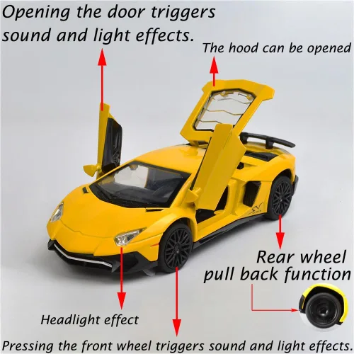 Vista 2 de iLooboo Vehículo de juguete coleccionable Lamborghini de aleación con luces y sonido