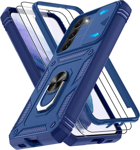 Vista 70 de Gritup Funda para Google Pixel 6 con cubierta deslizante para cámara y protector de pantalla (2 unidades), soporte de anillo giratorio 360°, funda