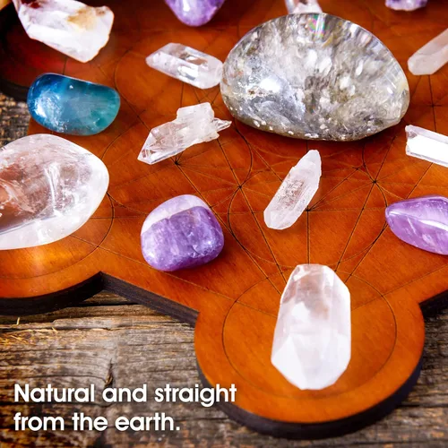 Vista 5 de Tablero de rejilla de cristal para piedras, cubo de Metatrón de 10 pulgadas de diámetro, tablero de geometría sagrada, amplifica el poder de tus