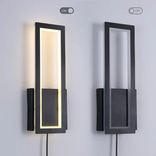 Vista 8 de Juego de 2 apliques de pared enchufables para interiores, lámpara de pared cálida de 3000 K, decoración para dormitorio, sala de estar, baño