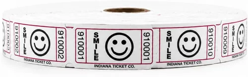 Vista 12 de INDIANA TICKET CO. Smile Paquete de 4 Rollos de Boletos - 2000 Cada Uno en Azul, Rojo, Amarillo y Verde (8000 Total) 1x2 para Admisión, Eventos A