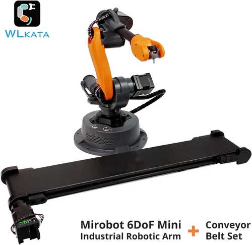 Vista 2 de wlkata Mirobot 6DoF Mini Industrial Robot Arm Kit profesional Plus Juego de cinta transportadora programable Robot Arm Light Professional Desktop