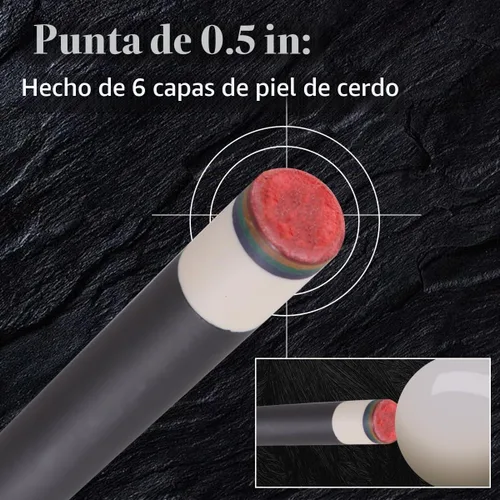 Vista 5 de Palos de billar de madera de arce teñida canadiense de 58 pulgadas, punta de 0.492 in, taco de piscina de arce de 19 onzas 1/2 apto para 9 bolas