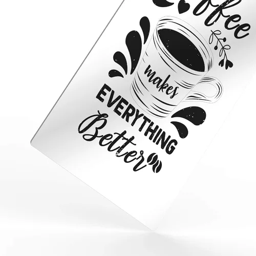 Vista 3 de HB Art Design Coffee Makes Everything Better Black Quote and Mug Sketch Metal Print Wall Art Coffee Bar Decor Coffee Signs Kitchen Wall Decor Dining