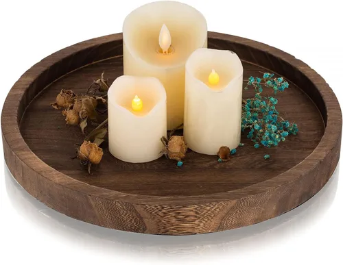 Vista 10 de Romadedi Bandeja decorativa de madera para velas, bandeja larga y estrecha de madera, decoración del hogar, centros de mesa rústicos, bandejas
