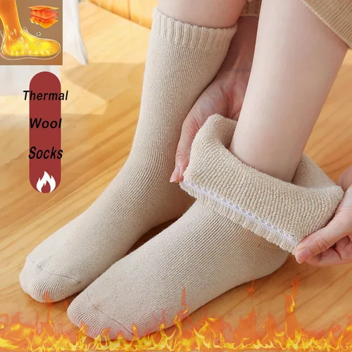 Vista 2 de Wool Socks for Women,5 Pairs Warm Hiking Walking Cozy Crew Boot Socks Thermal Gifts Socks, Size 5-10