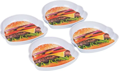Vista 7 de Mind Reader Juego de platos para servir hamburguesas, Hosting Essentials, accesorio de cocina al aire libre, melamina, 7 pulgadas de largo x 7