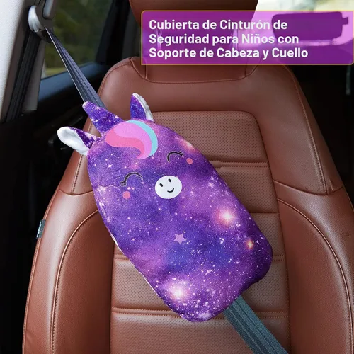 Vista 2 de FIODAY Fundas de cinturón de seguridad de automóvil para niños, almohada de cinturón de seguridad de unicornio, cojín suave para cinturón