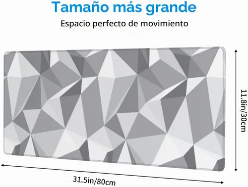 Vista 3 de Alfombrilla de mouse gris geométrica gris grande XL alfombrilla de escritorio abstracta larga extendida alfombrilla de mouse grande para accesorios
