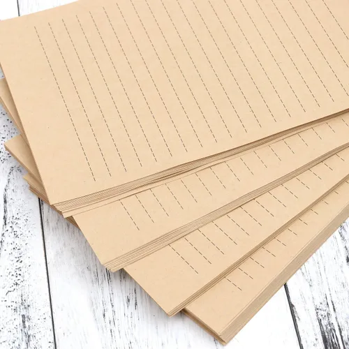 Vista 3 de TOYANDONA 100 hojas de papel de estraza vintage de papel estacionario A5 con forro de papelería para escribir letras personalizadas, poemas