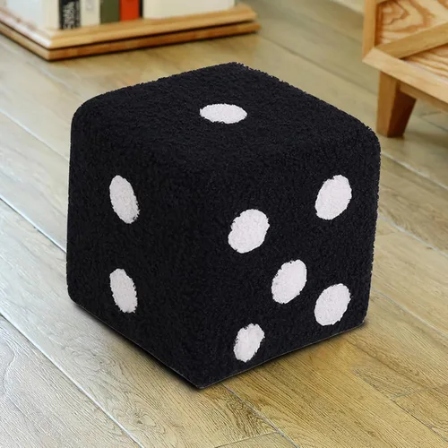 Vista 7 de Taburete de pie suave, cómodo, simple, cálido, resistente, base cubo, taburete para el hogar, sala de estar, dormitorio (negro)