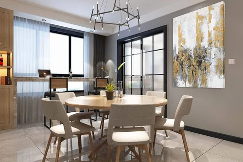 Vista 7 de Yihui Arts - Lienzo moderno de cielo abstracto en lienzo con lámina dorada para decoración del dormitorio