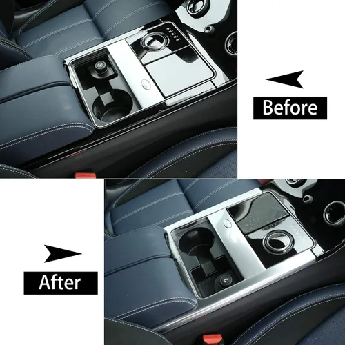 Vista 3 de Marco de protección de consola central de plata mate ABS para Range Rover Velar 2017 2018 2019