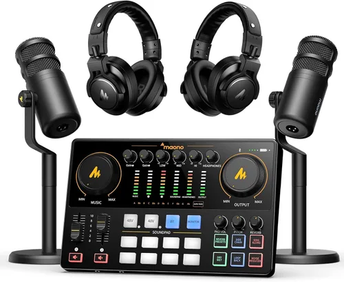 Vista 10 de MAONO E2 Gen2 Equipo de podcast Bundle Mezclador de interfaz de audio