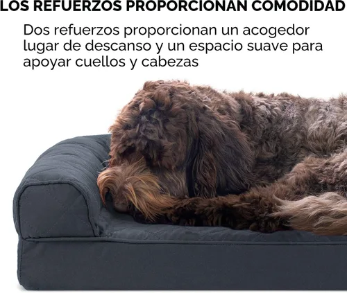 Vista 11 de FurHaven Cama ortopédica clásica para perros grandes estilo sofá, con acolchado estilo huevo y base de espuma ortopédica sólida para soporte Gris