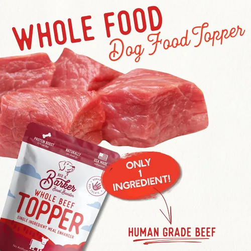Vista 3 de Beg & Barker Toppers de comida para perros de carne de res (8 onzas, paquete de 1) – 100% hecho en Estados Unidos para comida de un solo ingrediente