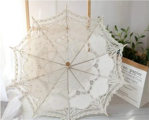 Vista 4 de Honeystore Sombrilla de encaje para decoración de novia