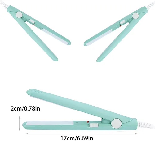 Vista 4 de Mini plancha de pelo 2 en 1 recto y rizado Plancha de cerámica turmalina placa 100-240V 20W US Plug (verde)