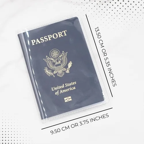 Vista 8 de Funda transparente para pasaporte (paquete de 6) – Protector de pasaporte con ranuras para tarjetas y boletos, soporte de plástico impermeable