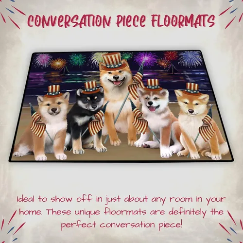 Vista 4 de Tapete antideslizante para puerta de mascotas, para interiores y exteriores del 4 de julio, para perros Shiba Inu, tapete lavable con retratos