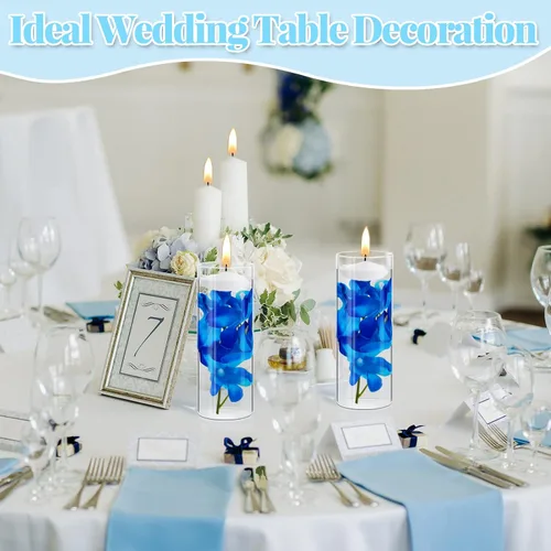 Vista 5 de Canlierr 16 velas flotantes de flores artificiales de orquídea, centro de mesa, centros de mesa de boda, relleno de jarrón para decoración de mesa