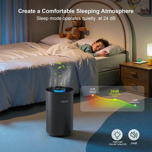 Vista 7 de Purificadores de aire para dormitorio y hogar de hasta 1350 pies cuadrados, purificadores de aire VNIUP H14 True HEPA para habitación, con función