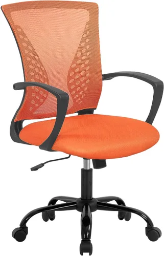 Vista 10 de Silla de oficina ergonómica de malla para computadora BestOffice, con reposabrazos, soporte lumbar, respaldo medio, giratoria, ajustable, para Negro