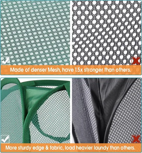 Vista 4 de Cestas plegables duraderas para lavandería, cesta desplegable resistente a desgarros para lavandería, cesta de ropa plegable con asas de transporte