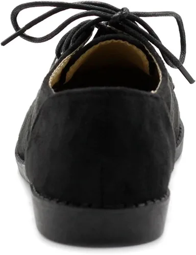Vista 2 de Ollio Zapato plano clásico para mujer con cordones de gamuza sintética Oxford