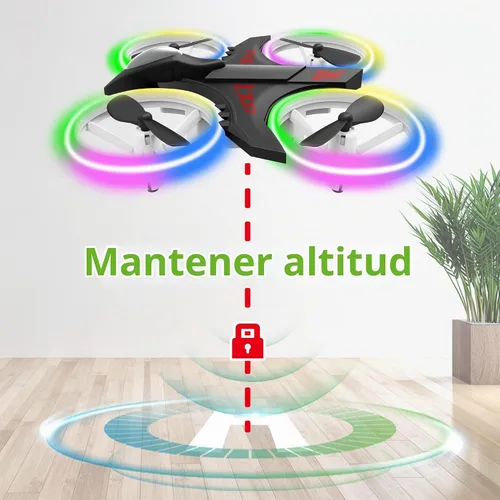 Vista 4 de Dwi Dowellin Mini Dron de 4.9 Pulgadas para Niños a Prueba de Choques Luces LED Despegue y Aterrizaje con Una Tecla Volteretas RC Control Remoto
