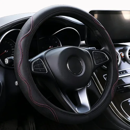 Vista 11 de Funda elástica para volante de coche universal de 15 pulgadas, fundas de volante de microfibra suave de cuero transpirable, antideslizante