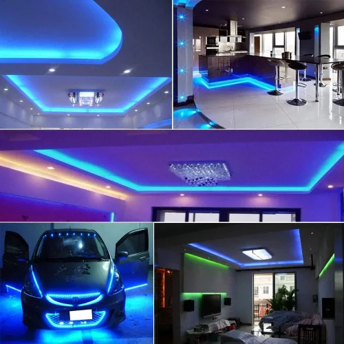 Vista 4 de Tira de luces LED de neón, cuerda de luz de neón LED, tira de luz flexible para exteriores, 13000LM DC 12V 16.4 pies 2835 600 luces LED de barra
