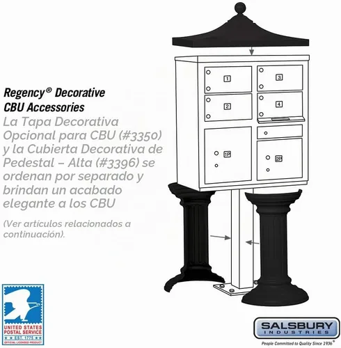 Vista 5 de Salsbury Industries 3305BLK-U 4 C Tamaño Puertas-Tipo V-USPS Acceso Cluster Box Unidad Negro