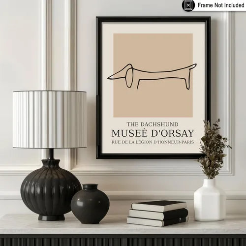 Vista 3 de Poster Master Póster Vintage – Impresión Retro de Dachshund – Arte de Perro – Dibujo Lineal – Arte de Boceto – Regalo para Niños, Niñas y Amantes