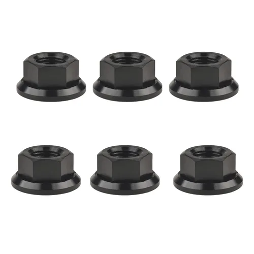 Vista 72 de Tuercas hexagonales Titanium DIN6923 (paso M5 0.03 in, negro) M5 M6 M8 M10 M12 M14 M16 para bicicletas, motocicletas, coches, paquete de 6