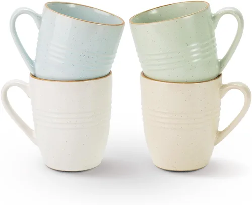 Vista 29 de Juego de Tazas de Café Famiware, Juego de 4 Tazas de 13 oz, Tazas de Gres para Café con Leche, Té Caliente, Mocha, Cacao, Capuchino, Aptas