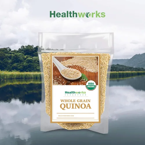 Vista 8 de Healthworks Superfoods Quinoa orgánica de grano entero blanco crudo, 80 onzas / 5 libras, proteína, fibra y hierro, origen peruano, sustituto