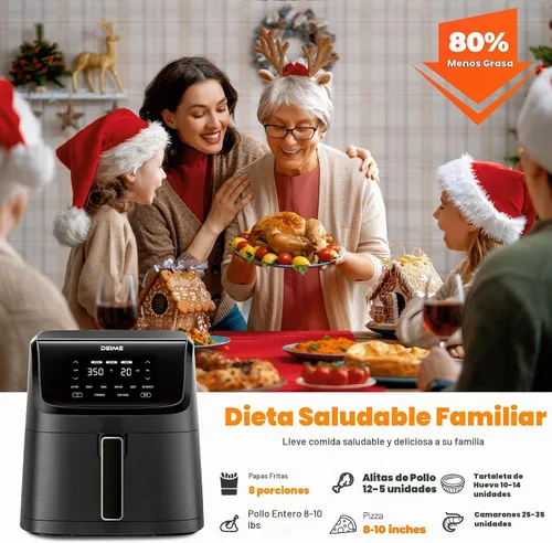 Vista 8 de DEIME Freidora de aire de 7.2 cuartos de galón, 1700 W, horno sin aceite, cocina saludable, freidoras de aire de gran capacidad con 8 ajustes