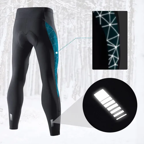 Vista 15 de Santic Mallas de ciclismo para hombre, pantalones acolchados, leggings de ciclo, pantalones de bicicleta reflectantes, para invierno, cálido, a