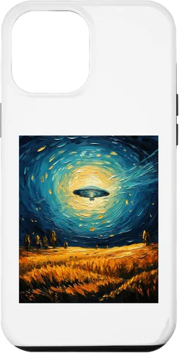 Vista 6 de iPhone 14 Funny paint Alien UFO Lover Starry Night Alien UFO Van Gogh Case