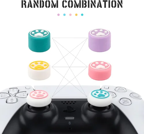 Vista 4 de 6 Pcs Cute Thumb Grip Button Cap Compatible with Playstation 5 (PS5), Playstation 4 (PS4), Xbox One, Xbox Series XS, Nintendo Switch Pro Controller