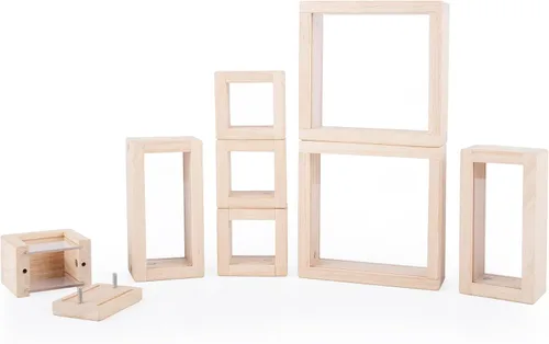 Vista 2 de Guidecraft Bloques de tesoros - Transparentes: bloques de observación de madera lisa con ventanas transparentes, juguete educativo para niños