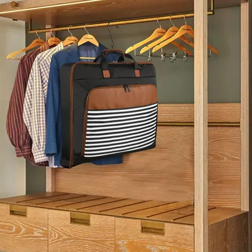 Vista 7 de MATEIN Bolsas de ropa de mano para viajes, bolsa de traje con correa de hombro ajustable desmontable, bolsa de equipaje plegable impermeable