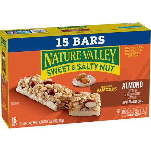 Vista 5 de Nature Valley Barras de granola de nueces dulces y saladas, almendra, 15 barras, 18 onzas