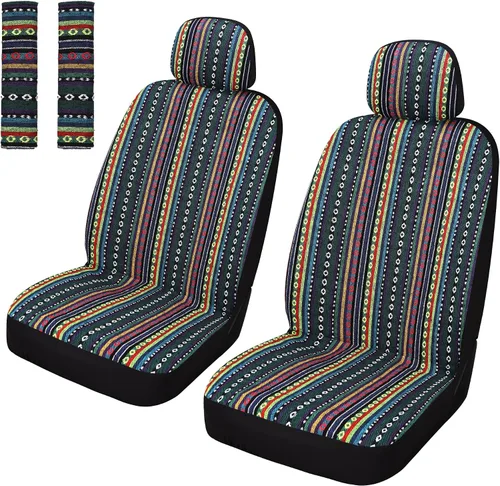 Vista 13 de Pariitadin Baja - Fundas para asientos de automóvil tipo manta de montura, juego completo con almohadillas para cinturón de seguridad, fundas