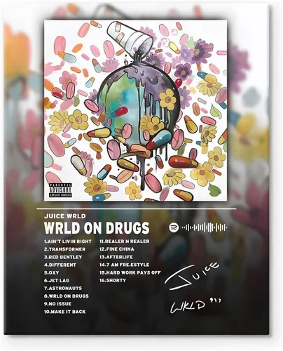 Vista 18 de Juice Wrld - Arte de Lienzo para Pared, Impresión de Póster de Portada de Álbum de Música, Póster de Rapero Cantante Arte Enmarcado, Arte de Lienzo